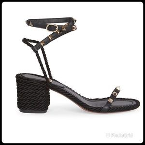 Valentino Rockstud Torchon Ankle Wrap Sandals